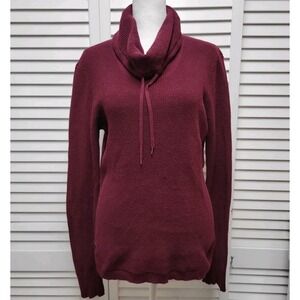 Lauren Ralph Lauren Sweater Womens Medium Red Burgundy Pullover Cowl Neck N44